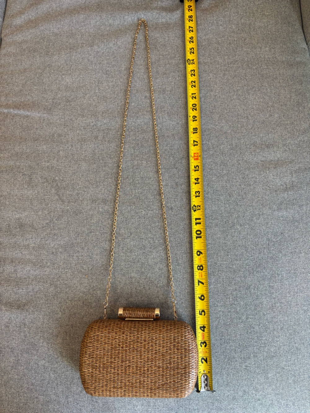 Woven Clutch Crossbody Purse Party Summer Beach Vacation Festival Bag Gold Chain - Picture 15 of 15